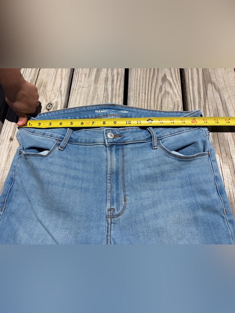 Old Navy High-Rise Straight Jeans Stretch Women's Size 14 Light Wash Mom Jeans - Picture 7 of 11
